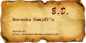 Boroska Damján névjegykártya